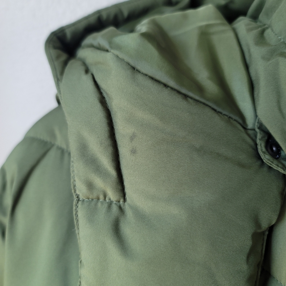American Eagle The Big Puffy Reversible Hooded Coat Size Medium In Olive - Picture 13 of 14